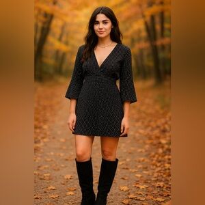 Billabong Black and White Polka Dot Dress. Size Medium.